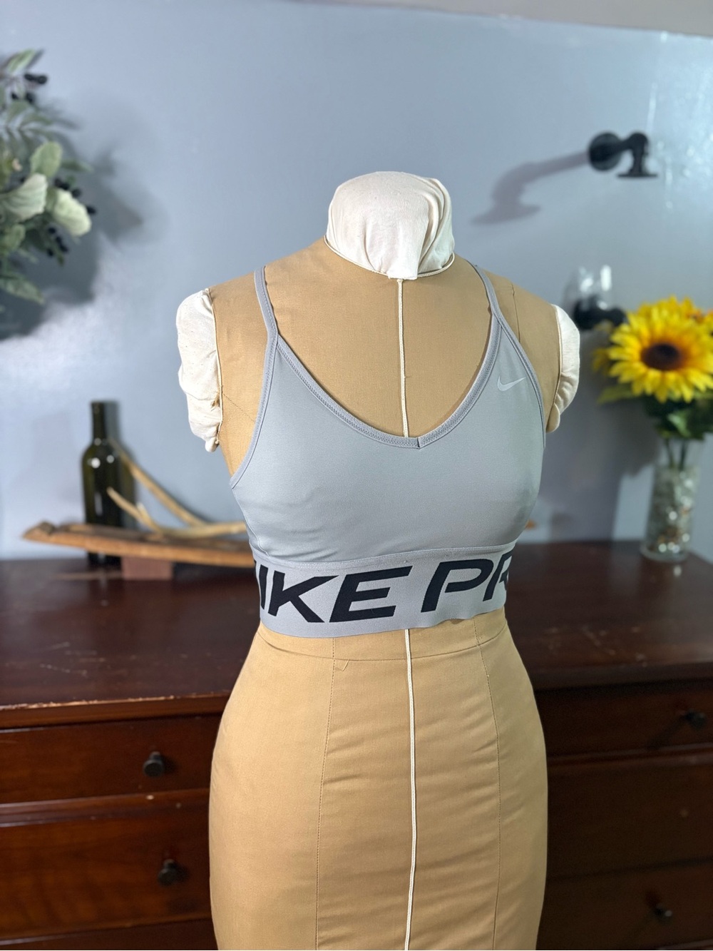 Nike Light Gray Pro Sports Bra